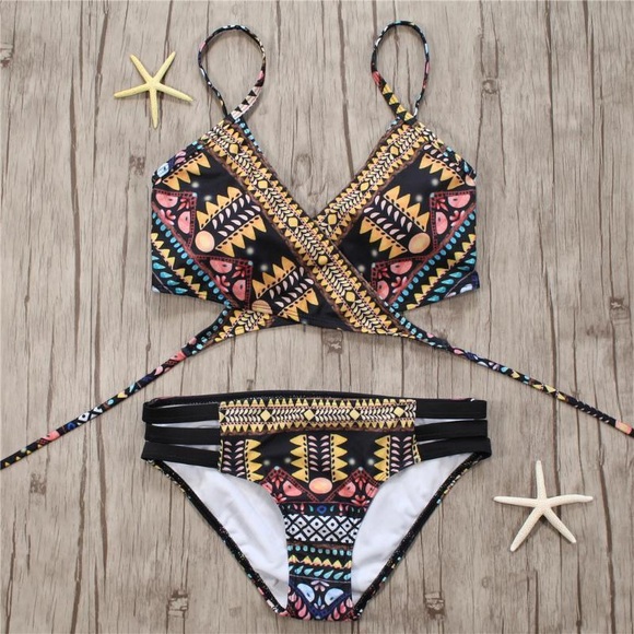 🔥SALE🔥Aztec boho strappy bikini - Picture 2 of 7